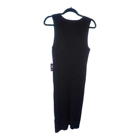 EXPRESS Black Ribbed V-Neck Sleeveless Midi Sweater Dress M NWT - Picture 6 of 10
